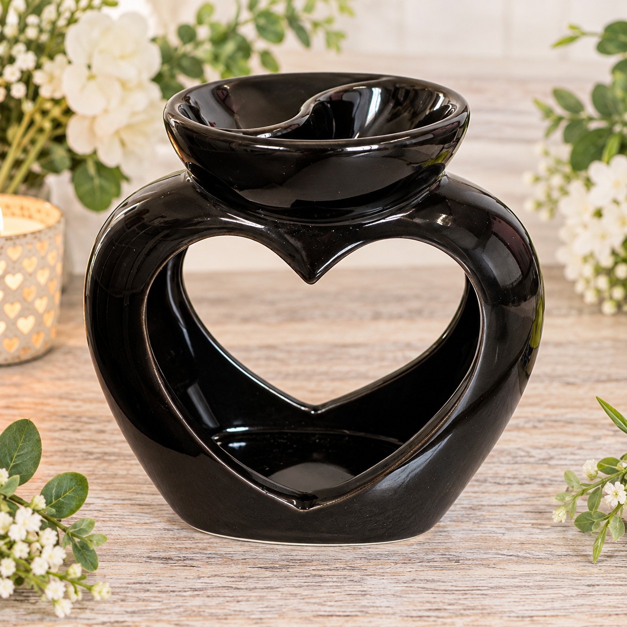 Eden Heart Black Ceramic Wax & Oil Burner.