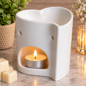 White Heart Ceramic Wax Melt & Oil Burner