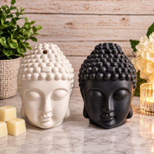 Medium Buddha Head Ceramic Oil & Wax Burner – 2 Colours