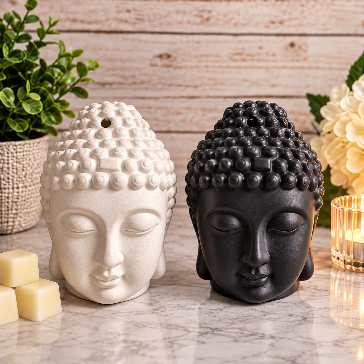 Medium Buddha Head Ceramic Oil & Wax Burner – 2 Colours